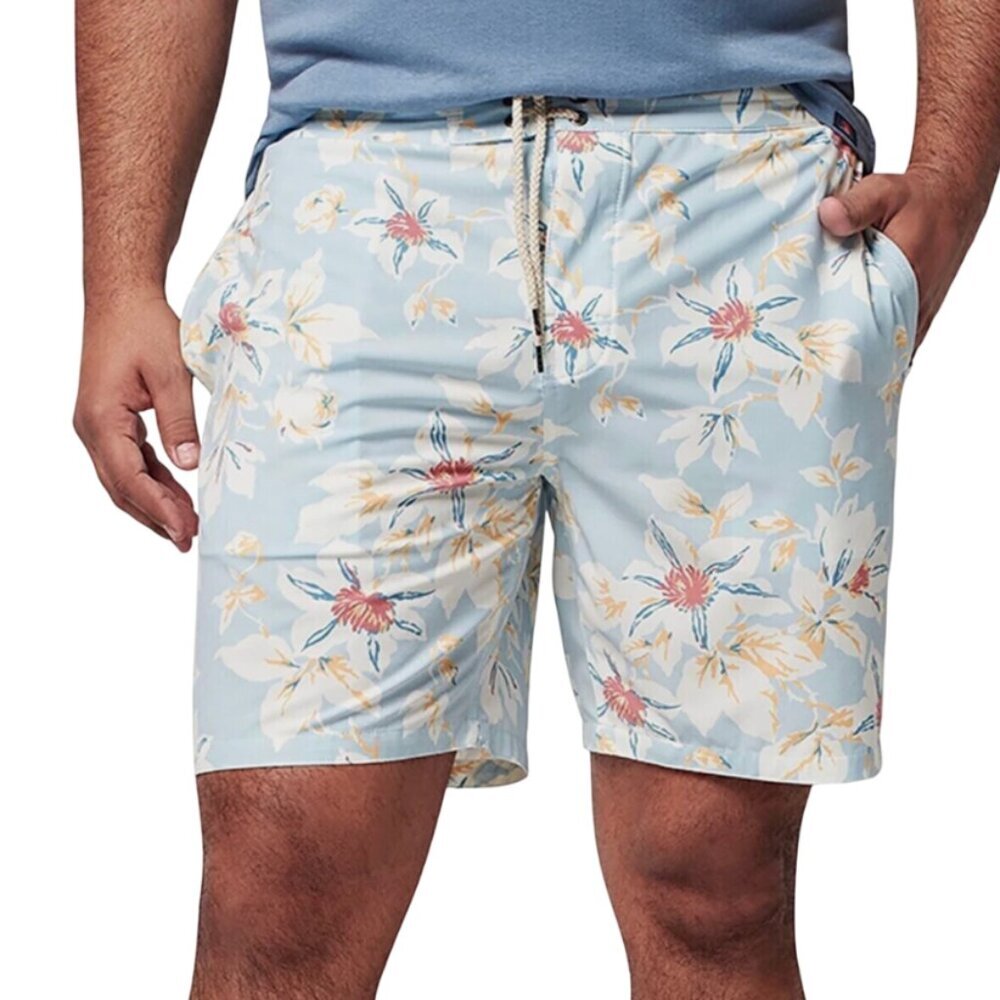 NWT Faherty Classic Board Bermuda Shorts Mens 35 Blue Floral 7.5" Inseam NEW